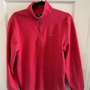Vineyard Vines Men's Sailors Red quarter Zip-Up Sweater